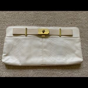 River Island Snakeprint White Clutch